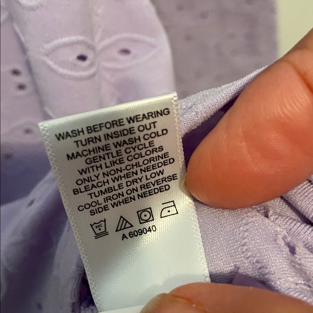 LOGO by Lori Goldstein Stretch Eyelet Button Front Cardigan Lavender S New - Picture 11 of 14